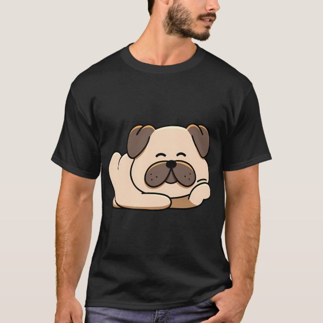 Avslappnad Pug som slöar T Shirt (Framsida)