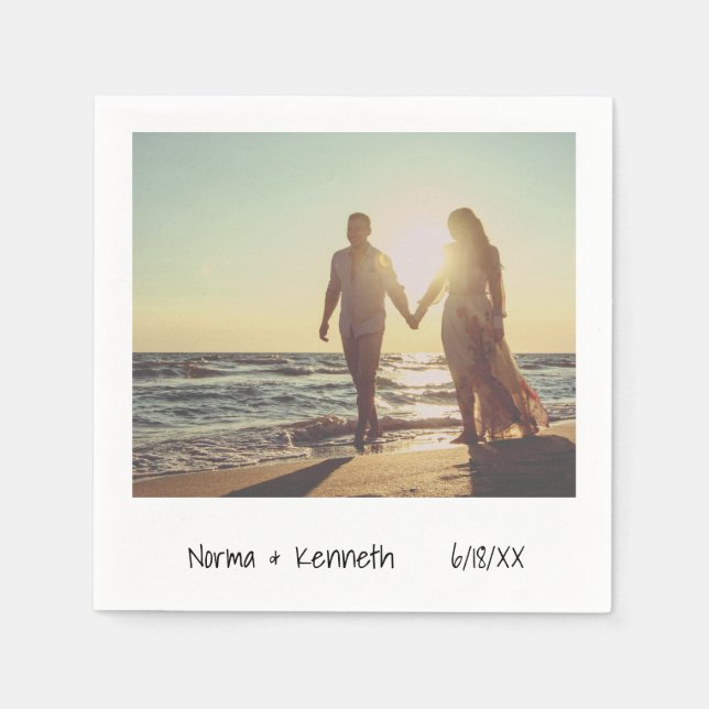 Avslappnad Retro-snabbfoto Bröllop Pappersservett (Framsidan)