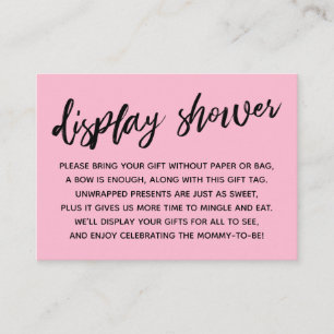 Avslappnad Rosa Visning Baby Shower No Gift Wrap Tilläggskort