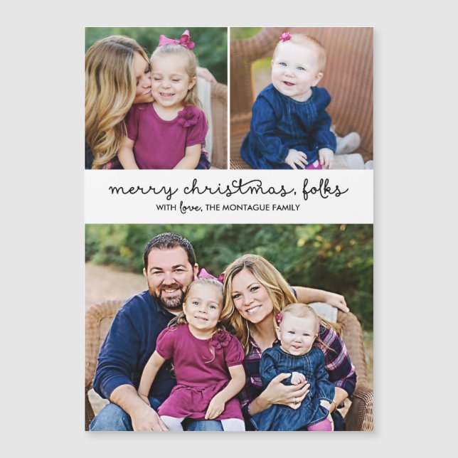 Avslappnad Script 3 Photo Magnetic jul-Helgdag (Framsida)