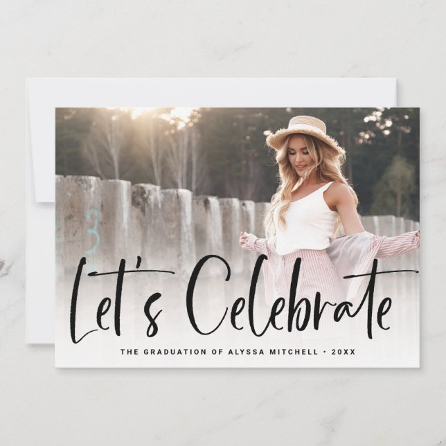 Avslappnad Script Black | Två foto-Studentfester Inbjudningar (Framsida)