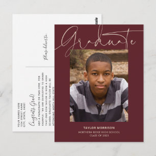 Avslappnad Script Burgundy 2023 Photo Studenten Vykort