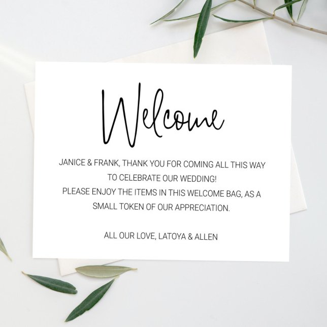 Avslappnad Script Namn Välkommen Bröllop Gift Bask (Skapare uppladdad)