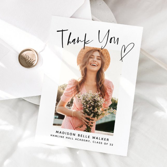 Avslappnad Script Studenten Photo Tack Heart Kort (Skapare uppladdad)