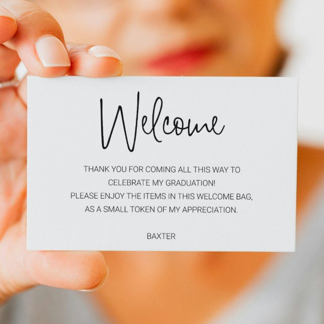 Avslappnad Script Studenten Välkomsthjälp Bag Bask Placeringskort (Skapare uppladdad)