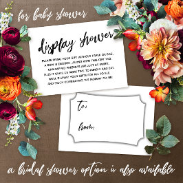 Avslappnad Script Visning Baby Shower No Gift-figu Tilläggskort