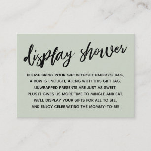 Avslappnad Script Visning Baby Shower No Wrap Sage Tilläggskort