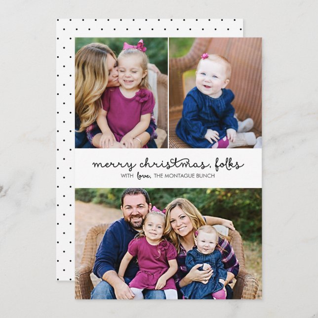 Avslappnad skript 3-Helgdag för fotojul - platta k Julkort (Fram/baksida)