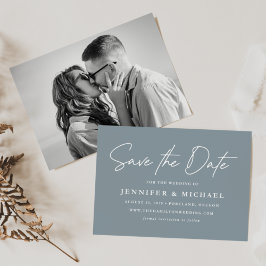 Avslappnad skript - blått foto spara datumet