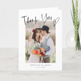 Avslappnad skript Heart-minimalistisk Bröllop-foto Tack Kort
