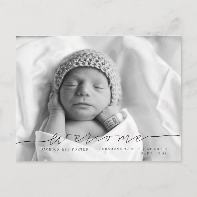 Avslappnad skript | Modern Baby-anteckningsfoto Meddelande Vykort (Framsida)