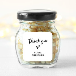 Avslappnad skript och hjärta | Tack för varumärken Fyrkantigt Klistermärke