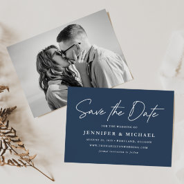 Avslappnad skriptfoto i marin form spara datumet