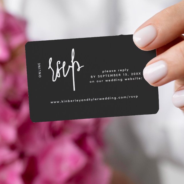 Avslappnad skriptmodern osa för svart bröllop onli tilläggskort (You can choose the ROUNDED CORNERS option)