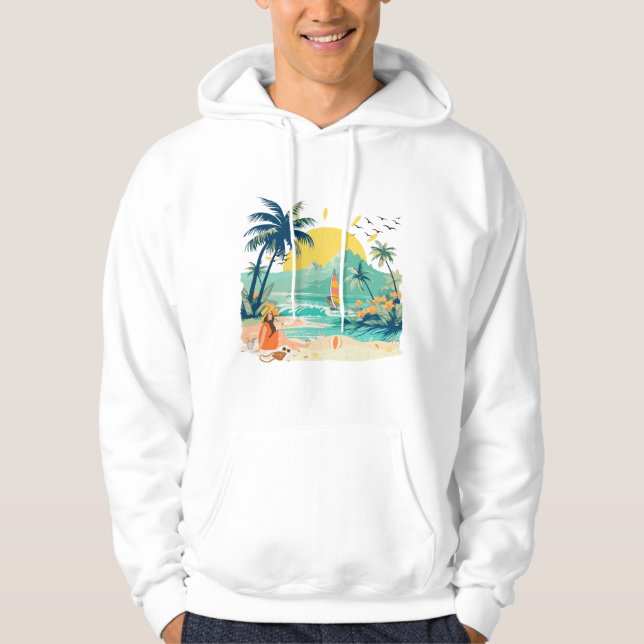 Avslappnad strand för sommaren hoodie (Framsida)