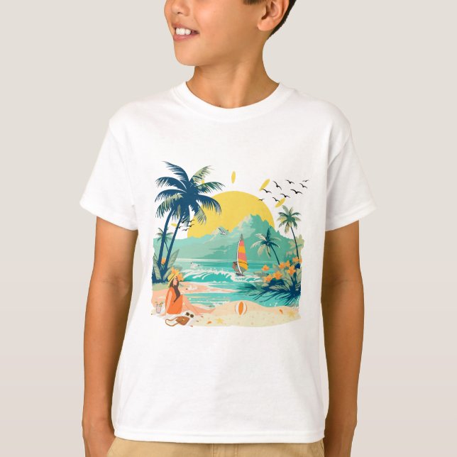 Avslappnad strand för sommaren t shirt (Framsida)