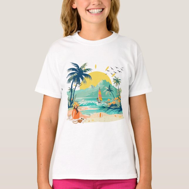 Avslappnad strand för sommaren t shirt (Framsida)