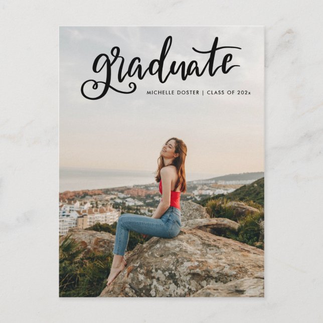 Avslappnad Student Black Script Handskriftlig | Fo Meddelande Vykort (Framsida)