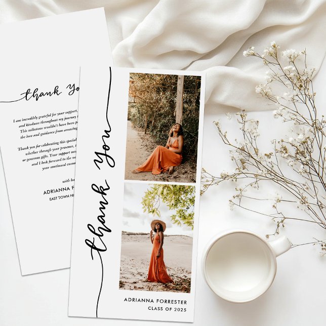 Avslappnad Student Photo | Tack-skript för elegant Tack Kort (Skapare uppladdad)