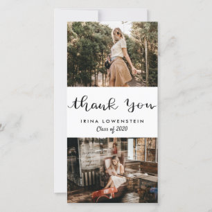 Avslappnad Student Two Photo Tack Script Kort