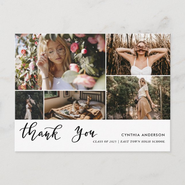 Avslappnad Studenten Tack-fotokollage Vykort (Framsida)