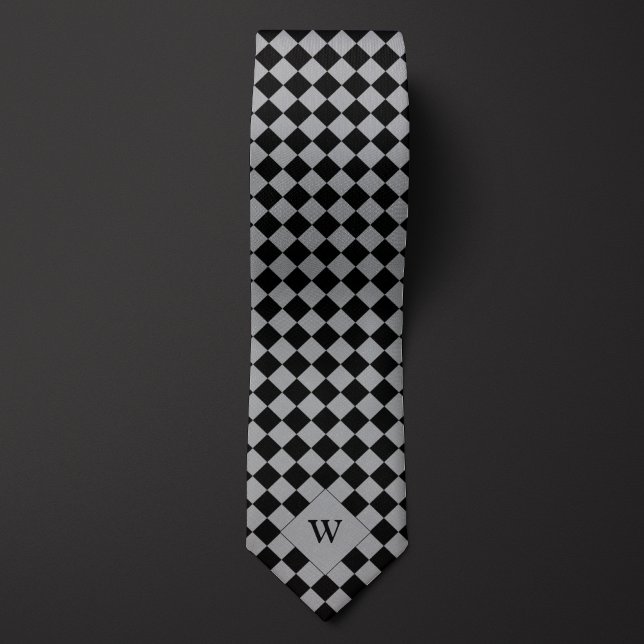 Avslappnad svart monogram slips (Skapare uppladdad)