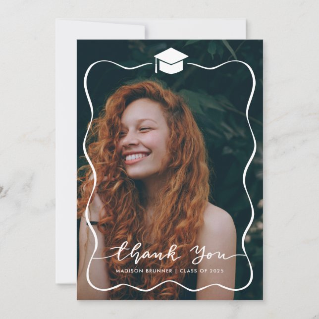 Avslappnad Tack-skript, Hat-foto för Student Tack Kort (Framsida)