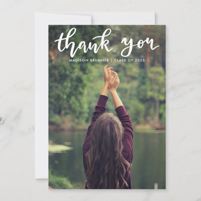 Avslappnad Tack Typography-skript Student Photo Kort (Framsida)