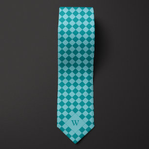 Avslappnad Teal Checkered Monogram Slips