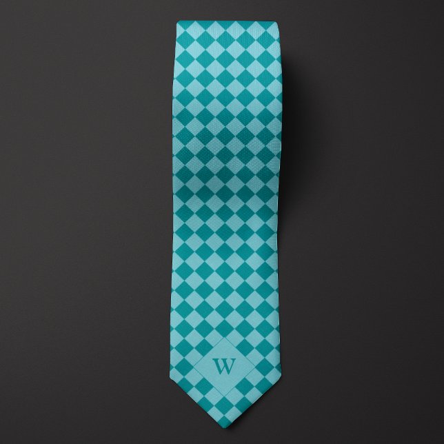 Avslappnad Teal Checkered Monogram Slips (Skapare uppladdad)