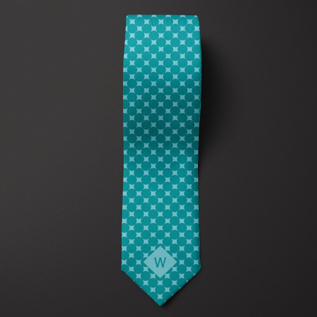 Avslappnad Teal Circles Monogram Slips (Skapare uppladdad)