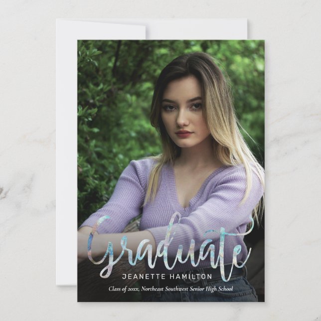 Avslappnad Typography Script 2-Photo Studenten Inv Inbjudningar (Framsida)