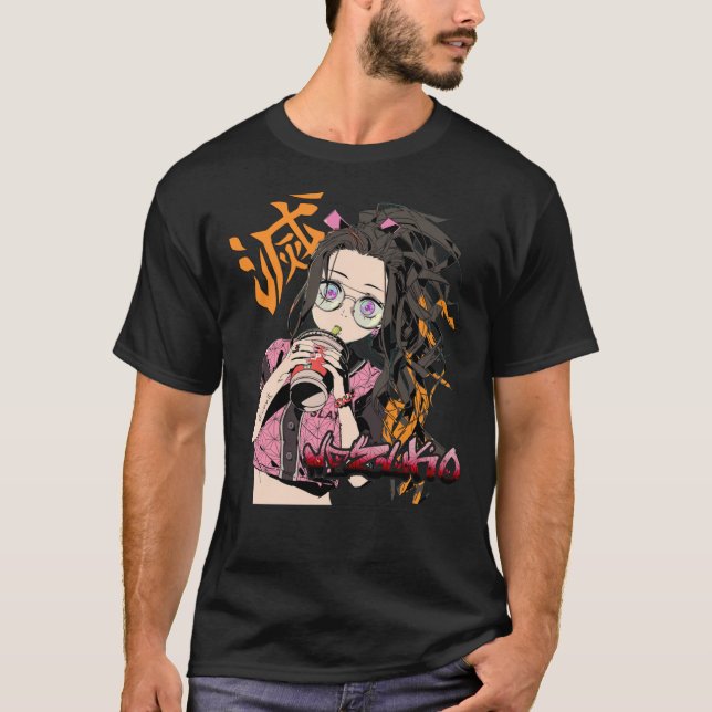 Avslappnad Waifu Nezuko Kny Anime Kimetsu No Yaiba T Shirt (Framsida)