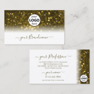 Avslappnad White Guld Sparkling Glitter Stars Add Visitkort