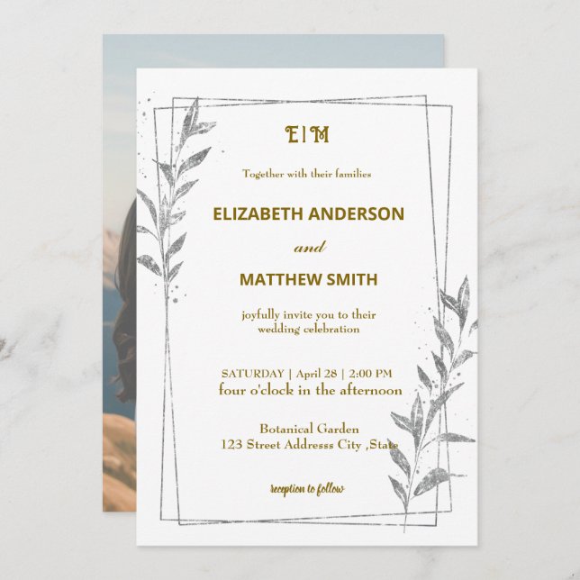 avslappnaden täcker över fotoromantiskt bröllop inbjudningar (Fram/baksida)