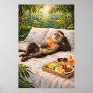 Avslappnande apcocktailtryck, tropisk djungel poster