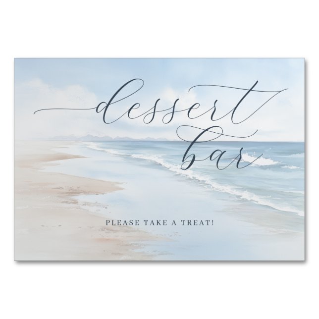 Avslappnande Blå Akvarell Strandvågor Bordsnummer (Framsidan)