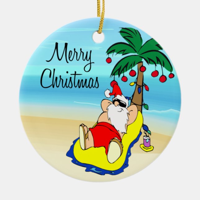 Avslappnande Santa Tropical julgransprydnad Keramik (Framsidan)
