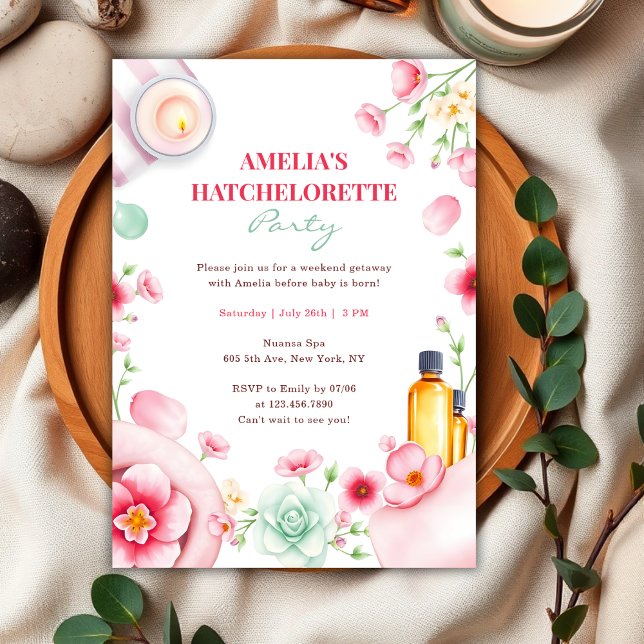 Avslappnande Spa Tjej Weekend Systerbrudfest Party Inbjudningar (Relaxing Spa Girls Weekend Hatchelorette Party Invitation)