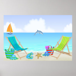 Avslappnande strandaffisch/tryck poster