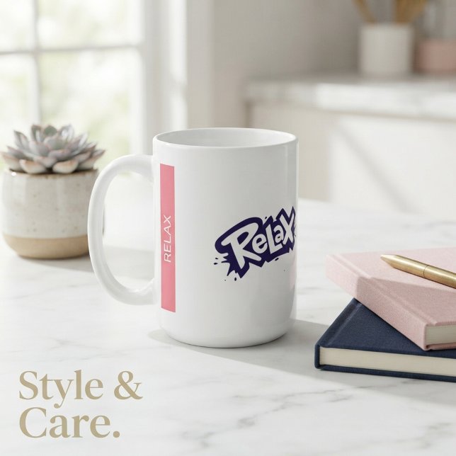Avslappnande text grafisk design kaffemugg för dag (Relax Text Graphic Design Coffee Mug for Daily Use)