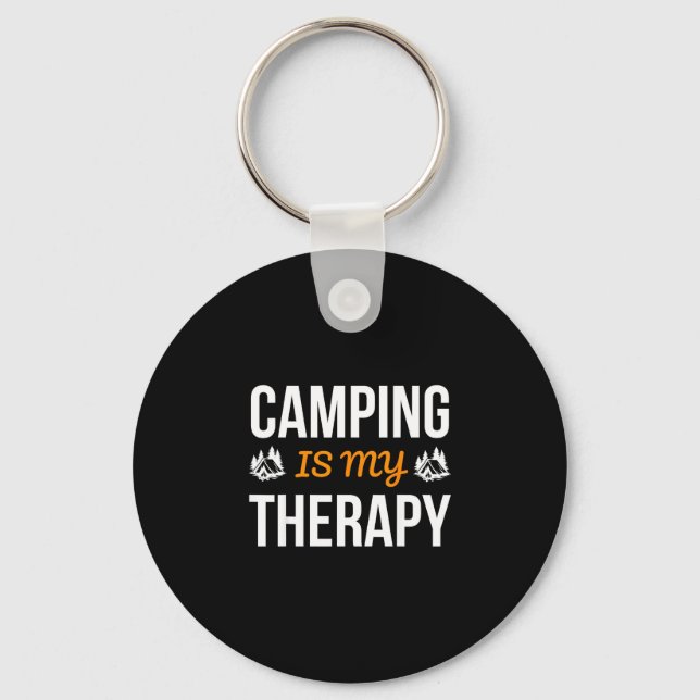 Avslappnande utomhus citat camping är terapi natur nyckelring (Framsida)