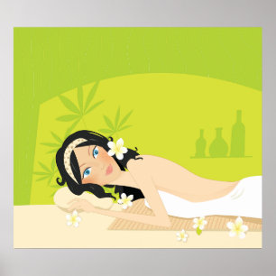 Avslappnande Zen Spa Kvinna Tropisk Välbefinnande Poster