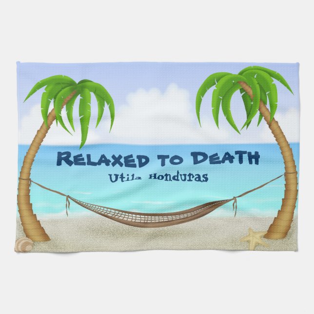 Avslaxad till döden Utila Honduras Beach Kökshandduk (Horisontell)