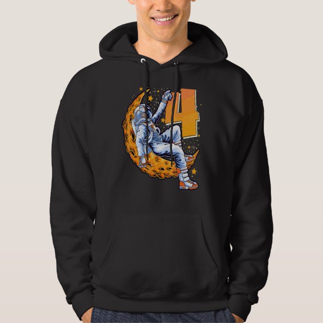Avslaxade Astronaut 4e födelsedagen Boy Girl 4 Yea Hoodie (Framsida)
