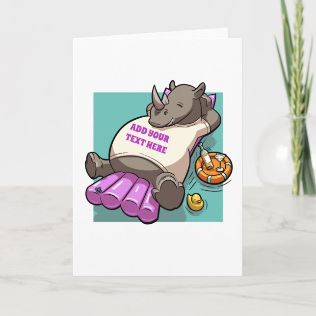 Avslaxade Rhino på Lilo Funny Tecknade figurer Kort (Framsida)