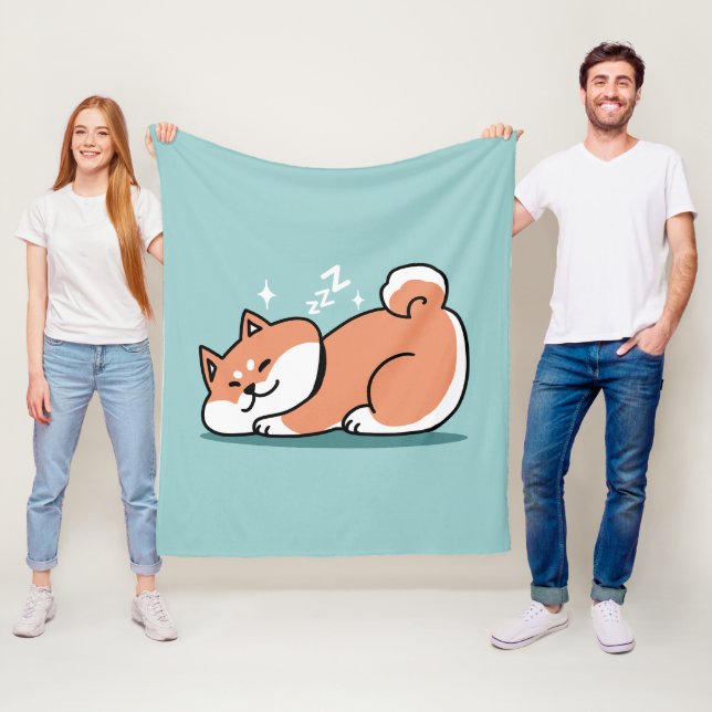 Avslaxade Shiba Inu Art: Bara ett Shiba Ljuger låg Fleecefilt (På plats)