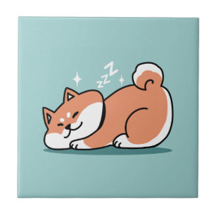 Avslaxade Shiba Inu Art: Bara ett Shiba Ljuger låg Kakelplatta