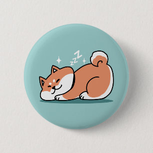 Avslaxade Shiba Inu Art: Bara ett Shiba Ljuger låg Knapp