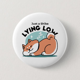 Avslaxade Shiba Inu Art: Bara ett Shiba Ljuger låg Knapp